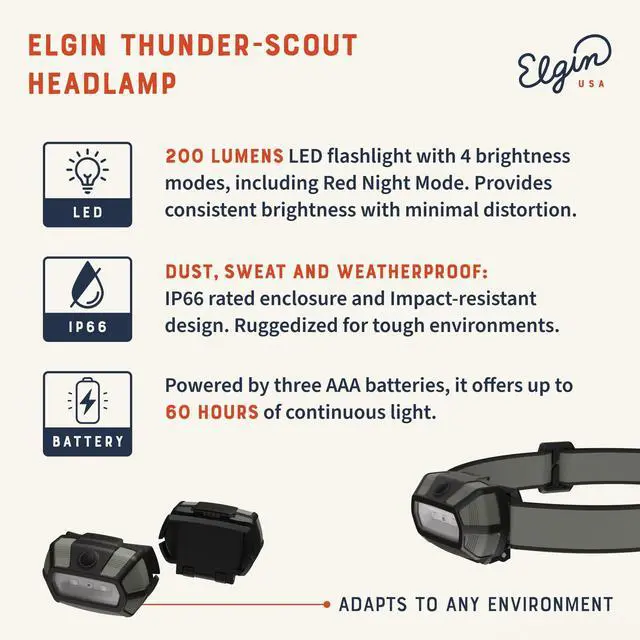 Alt view image 5 of 5 - Elgin Discord Bluetooth Earplug Earbuds & Thunder-Scout Headlamp Bundle, OSHA Compliant Noise-Isolating Wireless Headphones and 200 Lumen LED Headlight, Weatherproof for Camping and Industrial Work