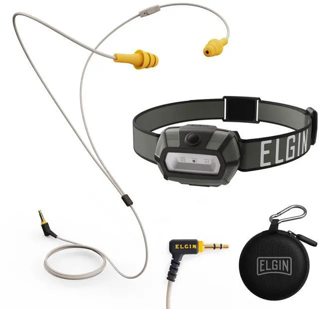 Main image of Elgin Ruckus+ Earplug Earbuds with Mic & Thunder-Scout Headlamp Bundle, OSHA Compliant Noise Reduction Wired Earbuds and 200 Lumen LED Headlight with 4 Modes for Work, Construction, Outdoor, Camping
