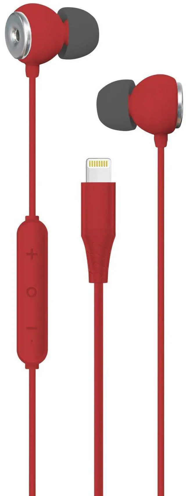 Main image of Realm Lightning Earbuds Apple MFi Certified Headphones, in-Ear Headphones with Lightning Connector, Built-in Microphone, Hands-Free Calling and Track Controls, Red