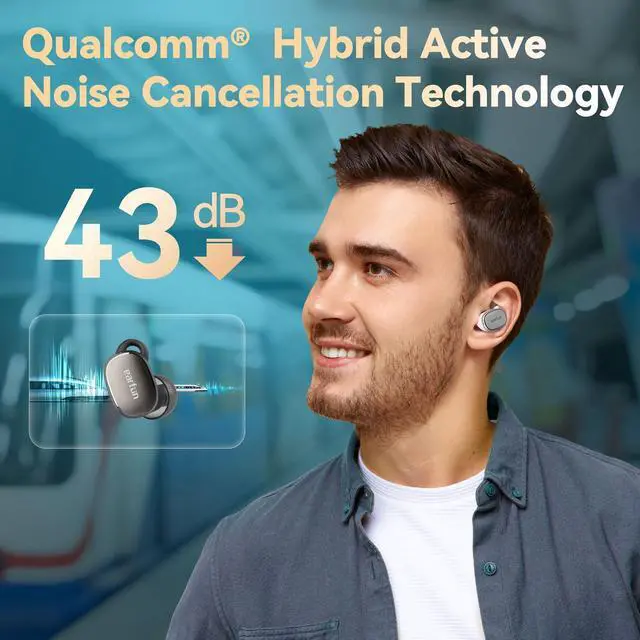 Alt view image 4 of 5 - EarFun Free Pro 3 Noise Cancelling Wireless Earbuds, Hi-Res Sound, Snapdragon Sound with Qualcomm aptX Adaptive, 6 Mics ENC, Bluetooth 5.3 Earbuds, Multipoint Connection, Custom App, Wireless Charge