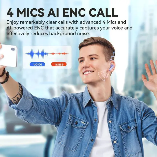 Alt view image 5 of 5 - EarFun Air Life Wireless Earbuds, 12mm Driver with Deep Bass, Bluetooth 5.4 in-Ear Earbuds, 4 Mics AI ENC Call, 35H Playtime, 30 Preset EQs Via App, Comfortable Fit, Fast Charging, IPX5, Violet