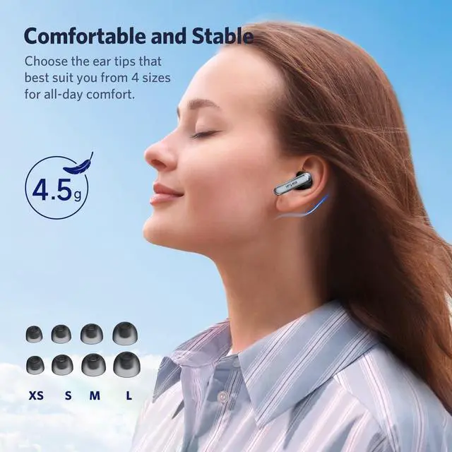 Alt view image 4 of 5 - EarFun Air 2 Wireless Earbuds, 10mm Drivers with LDAC Bluetooth Earbuds, Hi-Res Audio Air Pro 3 Noise Cancelling Earbuds, Qualcomm® aptX Adaptive Sound