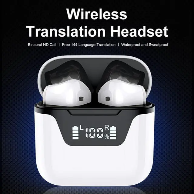 Alt view image 3 of 5 - Language Translator Earbuds, Support 144 Languages Translation, Bluetooth Translator Earphone for Exploring Expat Life Freely, Compatible with iOS & Android (White)