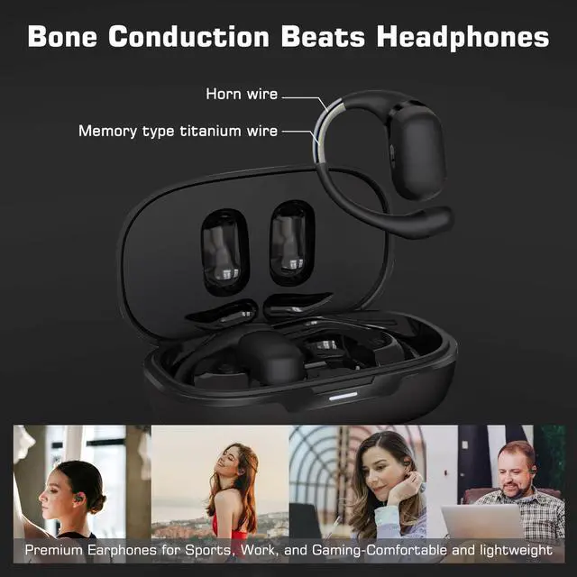 Alt view image 4 of 5 - Open Ear Wireless Headphones- Open Ear Earbuds with 20hrs Playtime, Wireless Charging Case,Headset with HiFi Sound Quality, Lightweight Earphones for Running Sports Gaming Phone Laptop