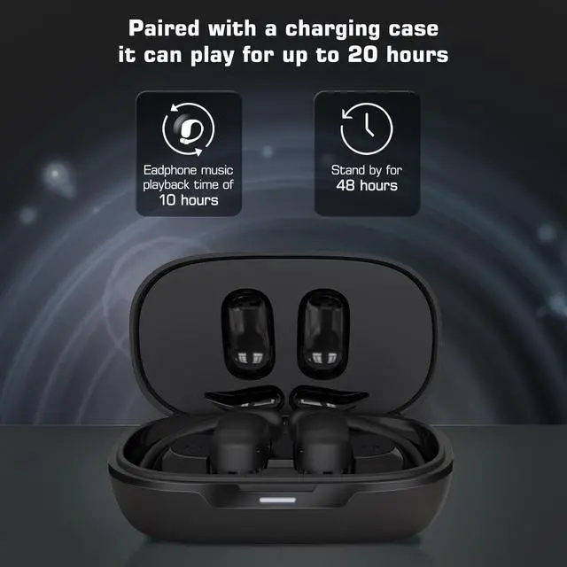Alt view image 5 of 5 - Open Ear Wireless Headphones- Open Ear Earbuds with 20hrs Playtime, Wireless Charging Case,Headset with HiFi Sound Quality, Lightweight Earphones for Running Sports Gaming Phone Laptop