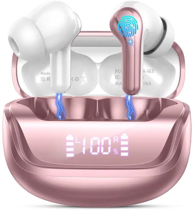 Main image of Wireless Earbuds, Bluetooth 5.4 Headphones Deep Bass Stereo, in-Ear Earphones with 4 ENC Mics, 45H Playtime LED Display Mini Charging Case Ear Buds, IP7 Waterproof Wireless Headphones for Android iOS