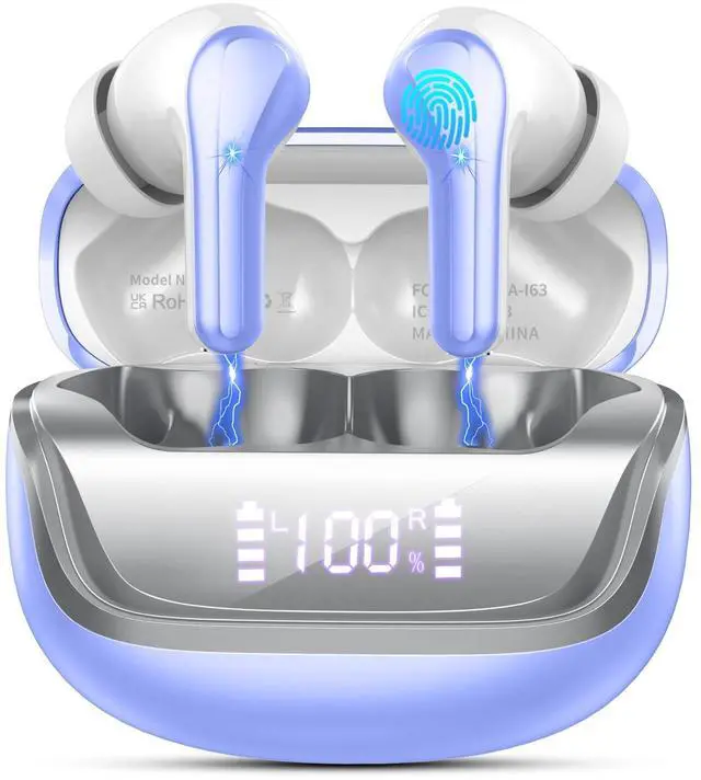Main image of Wireless Earbuds, Bluetooth 5.4 Headphones Deep Bass Stereo, in-Ear Earphones with 4 ENC Mics, 45H Playtime LED Display Mini Charging Case Ear Buds, IP7 Waterproof Wireless Headphones for Android iOS