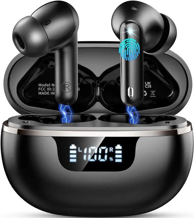 Main image of Wireless Earbuds Bluetooth Headphones Noise Cancelling, Bluetooth 5.4 Ear bud with Dynamic Drivers Stereo, 40H Playtime Sports Earphones Wireless Waterproof with LED Power Display for Laptop Pad Phone