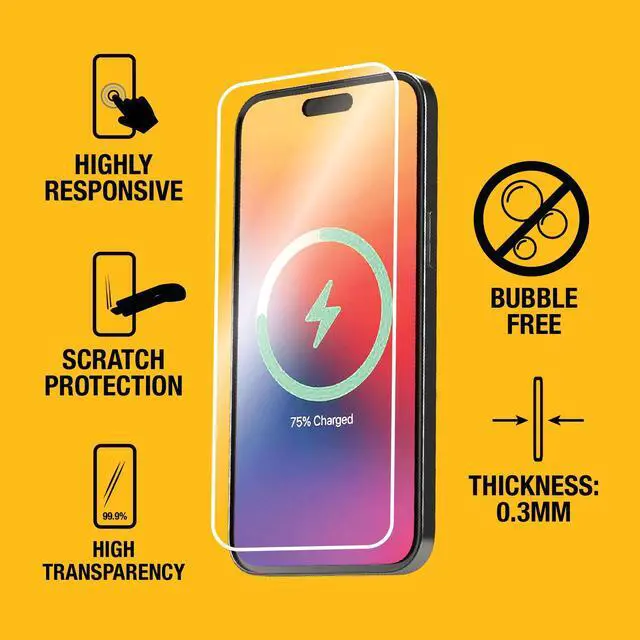 Alt view image 4 of 5 - DEWALT 2-in-1 Neckband Bluetooth Headphones w/Built-in Speakers Glass Screen Protector for iPhone 13/13 Pro/14