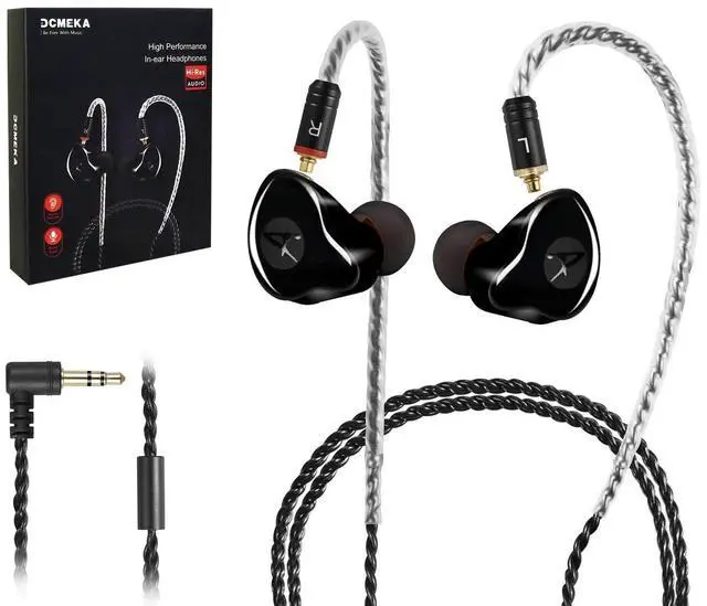 Main image of DCMEKA in Ear Monitor Headphones, HiFi Stereo IEM Earphones, Dynamic Dual Driver Wired Earbuds with Detachable Cable, Noise Canceling Headset for Singers Musicians Drummers Audiophile (Black)