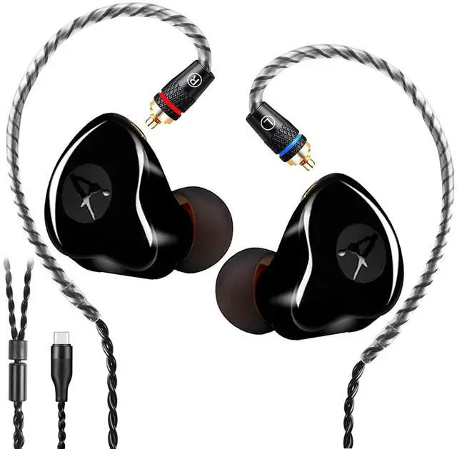 Main image of DCMEKA Dynamic Banlance in-Ear Earphone 2DD HiFi Headset in Ear Monitors Headphones Wired Earbuds IEM Earphones Gaming EarbudsBlack Type-C Without mic