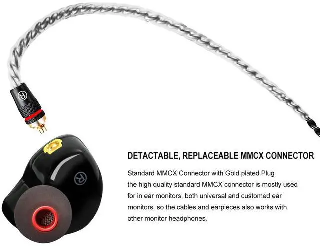 Alt view image 3 of 5 - DCMEKA Dynamic Banlance in-Ear Earphone 2DD HiFi Headset in Ear Monitors Headphones Wired Earbuds IEM Earphones Gaming EarbudsBlack Type-C Without mic