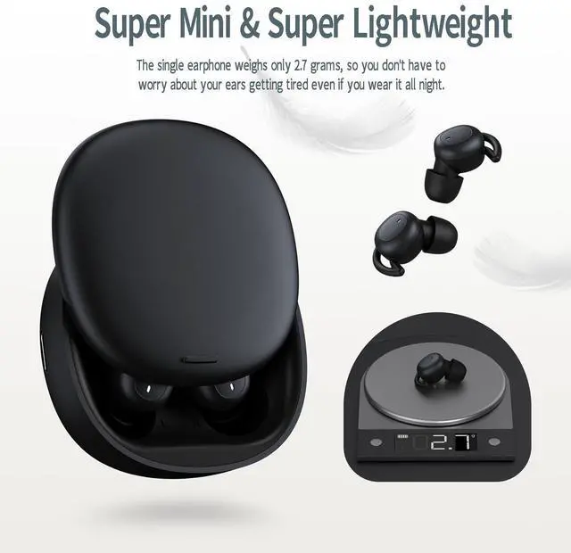Alt view image 3 of 5 - Damipow L29 Wireless Sleep Earbuds, Bluetooth 5.3 Invisible Sleep Headphones Noise Cancelling, Sleeping Earbuds for Side Sleepers, Ultra Soft & Lightweight Sleep Earphones for Snoring Work Workout