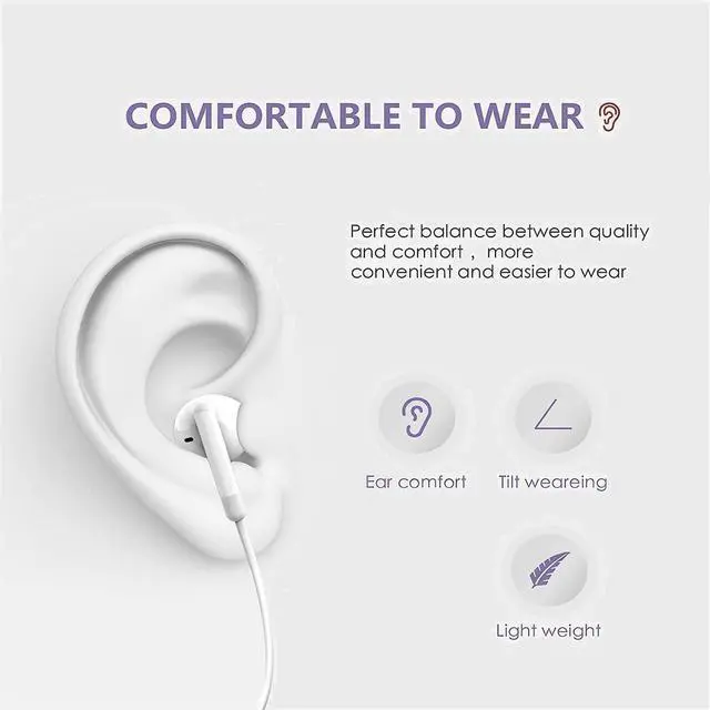 Alt view image 2 of 5 - CYBERDRIVE 2 Packs for iPhone Headphones Wired Earbuds Earphones (Built-in Mic & Volume Control) Headphones Support for iPhone 14/13/12/SE/11/XR/XS/X/7/7Plus/8/8Plus Plug and Play Support All iOS