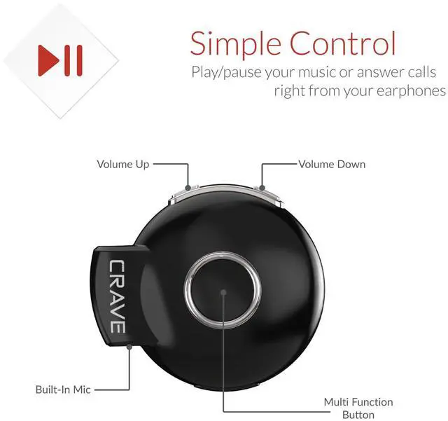 Alt view image 4 of 5 - Crave Octane Sport Wireless Bluetooth Earphones, in-Ear Sweat and Water Resistant Stereo Lightweight Headphones Earbuds Premium Sports Headset with Built-in Mic  Red