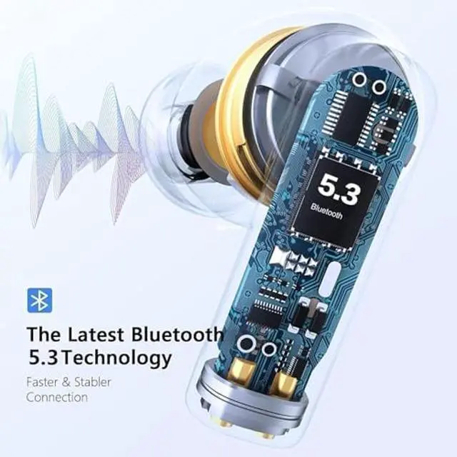 Alt view image 2 of 5 - Wireless Earbuds Bluetooth 5.0 Headphones with Charging Case, IPX8 Waterproof, High-Fidelity Sound Ear Buds Built-in Mic Touch Control Wireless Headphones for iPhone Android