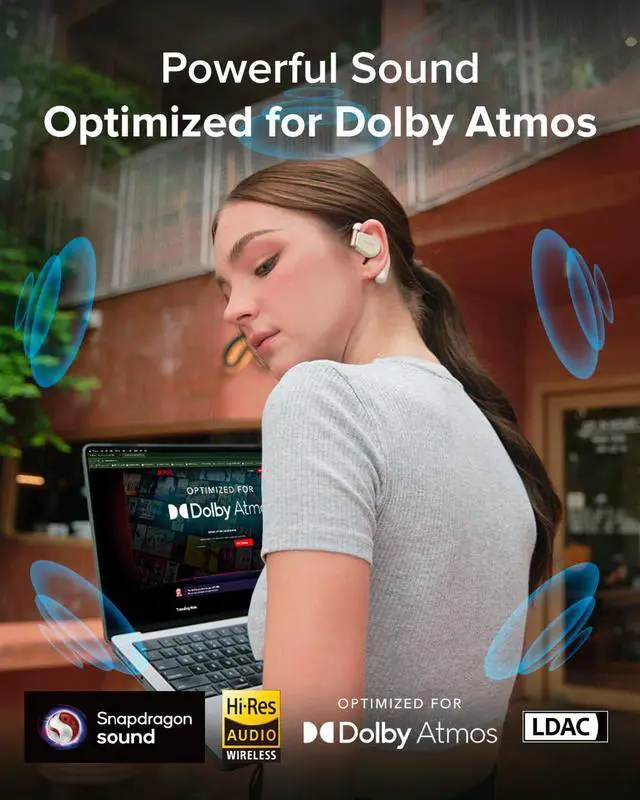 Alt view image 2 of 5 - Cleer ARC 3 Open Ear Earbuds, Snapdragon Sound True Wireless Earbuds, 50Hr Battery, Bluetooth 5.4, IPX 7 Scene Wireless Bluetooth Speaker