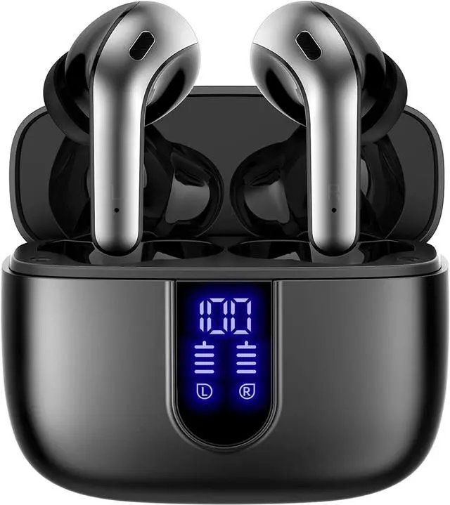 Main image of True Wireless Earbuds Bluetooth Headphones 60H Playback LED Power Display Headphones with Wireless Charging Case IPX5 Waterproof in-Ear Earbuds with Mic for Laptop,Sports, TV & Smart Phones. New.