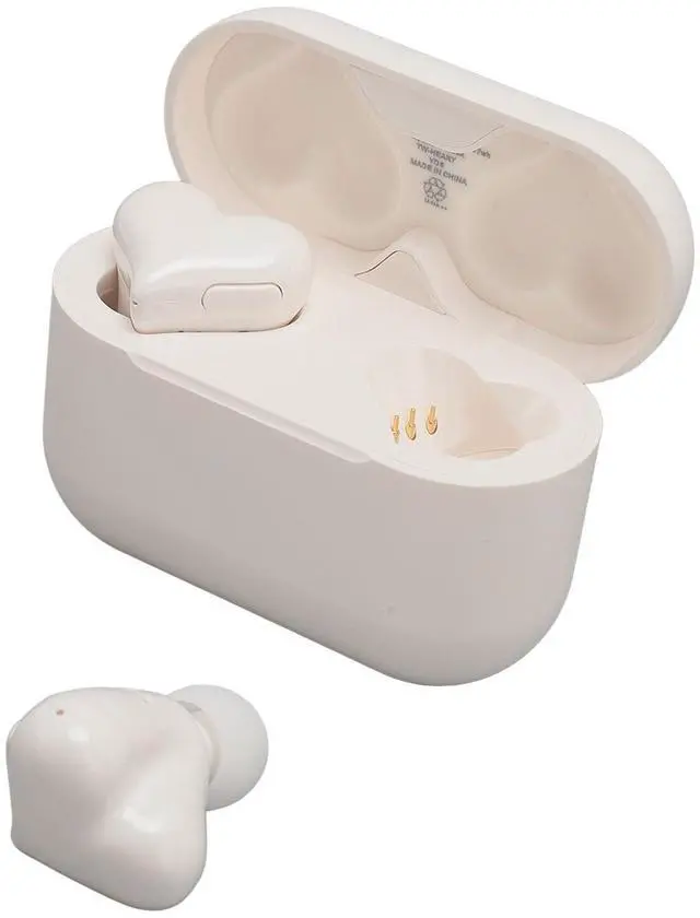 Alt view image 2 of 5 - ciciglow Heart Shaped Earbuds, Stylish Headphones HiFi Stereo Sound Bluetooth 5.3 Earphones with Charging Case for Girls Women (White)