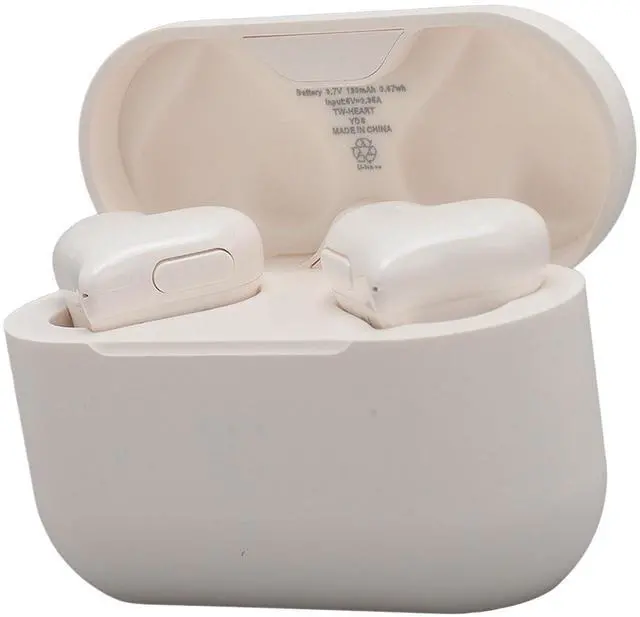 Main image of ciciglow Heart Shaped Earbuds, Stylish Headphones HiFi Stereo Sound Bluetooth 5.3 Earphones with Charging Case for Girls Women (White)