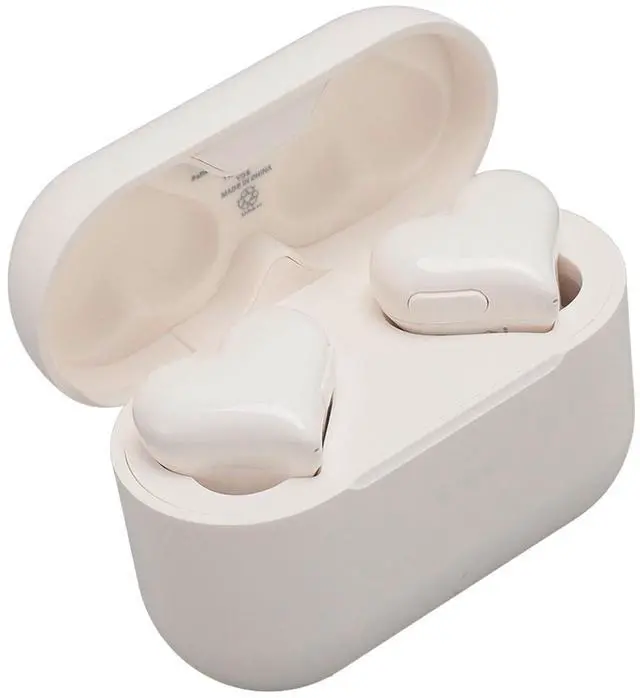 Alt view image 3 of 5 - ciciglow Heart Shaped Earbuds, Stylish Headphones HiFi Stereo Sound Bluetooth 5.3 Earphones with Charging Case for Girls Women (White)