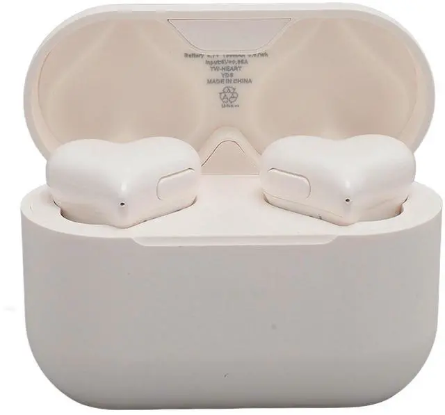 Alt view image 5 of 5 - ciciglow Heart Shaped Earbuds, Stylish Headphones HiFi Stereo Sound Bluetooth 5.3 Earphones with Charging Case for Girls Women (White)