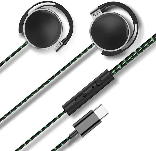 Alt view image 2 of 5 - Clip-on USB-C Earphones with Mic & Controller, C-type Earphones with Subwoofer Stereo, Compatible with iPad & Android Smartphones