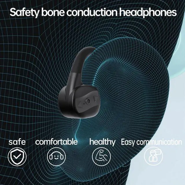 Alt view image 3 of 5 - CCYLEZ Open Ear Bone Conduction Headset, IP67 Earphones with 32GB Storage, 150mAh Battery for Swimming, Running, Sports, with 5H Talk Time