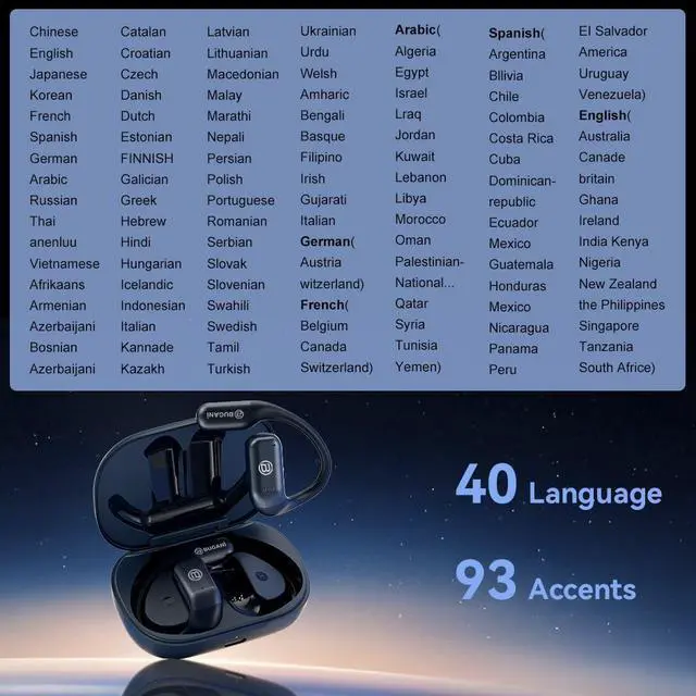 Alt view image 2 of 5 - AI Language Translation Earbuds Real Time, 3-in-1 AI Translator Earbuds,5.4 Bluetooth Headphones,40 Languages Translation with Al Semantic Tech (Blue)