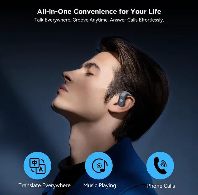Alt view image 3 of 5 - AI Language Translation Earbuds Real Time, 3-in-1 AI Translator Earbuds,5.4 Bluetooth Headphones,40 Languages Translation with Al Semantic Tech (Blue)