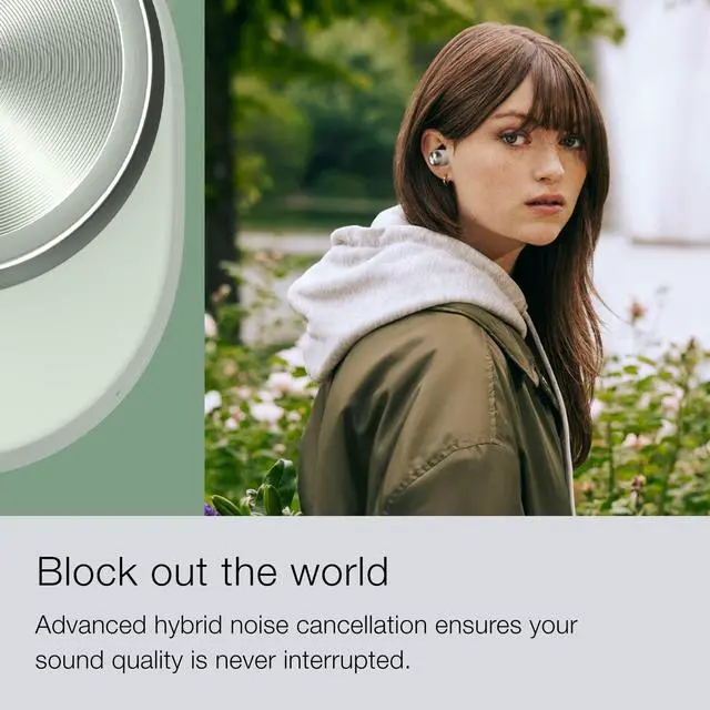Alt view image 2 of 5 - Bowers & Wilkins Pi5 S2 True Wireless Earbuds - Active Noise Cancellation, Qualcomm aptX Technology, Bluetooth, Crystal-Clear Calls, Wireless & 15-Minute Quick Charging, Sage Green