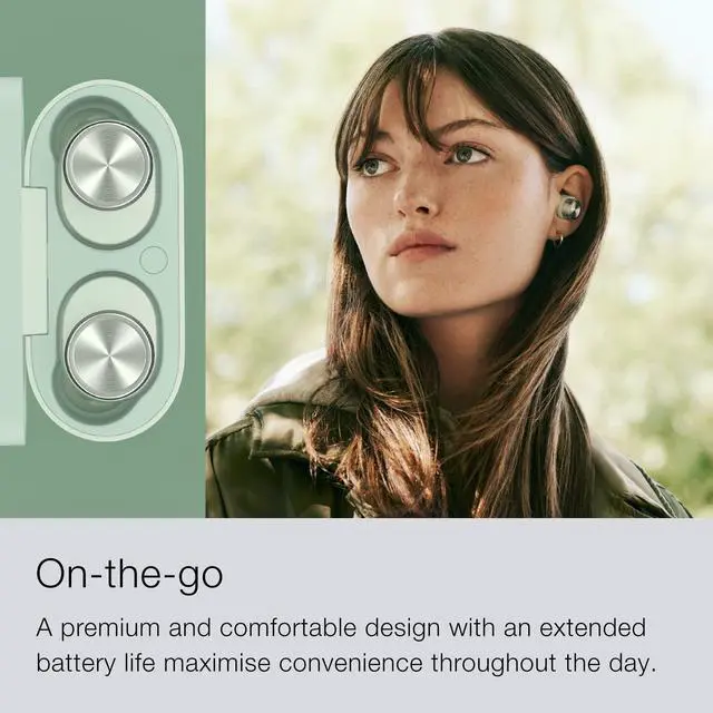 Alt view image 3 of 5 - Bowers & Wilkins Pi5 S2 True Wireless Earbuds - Active Noise Cancellation, Qualcomm aptX Technology, Bluetooth, Crystal-Clear Calls, Wireless & 15-Minute Quick Charging, Sage Green
