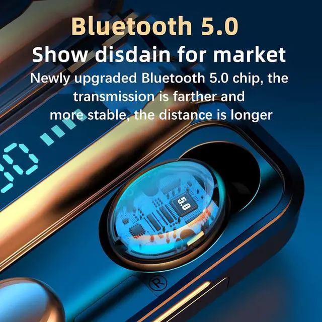 Alt view image 4 of 5 - Bluetooth 5.0 Wireless Earbuds in-Ear Headphones with Microphone, 40 Hours of Playback Time, High Fidelity Sound, Heavy Bass, IPX7 Waterproof,Charging Case, Suitable for Sports/Fitness/Office/Home