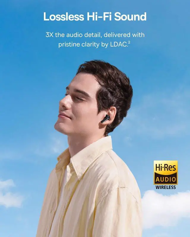 Alt view image 4 of 5 - Baseus Bass BP1 Pro Noise Cancelling Wireless Earbuds, Real-Time Adaptive Noise Cancelling, Adaptive Active EQ, LDAC Hi-Res Sound, 6-Mic AI Clear Calls, 55H Playtime, IP55 Waterproof, Bluetooth 6.0