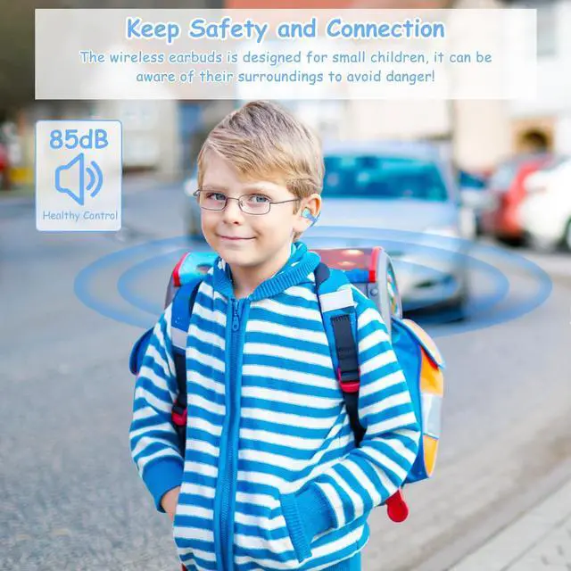Alt view image 3 of 5 - BANIGIPA Kids True Wireless Earbuds, Bluetooth 5.4 Open Ear Headphones for Boys Girls Teens, Light Comfortable, 85dB Healthy Volume Control Protect Hearing, Built-in Mic for Calling School Travel