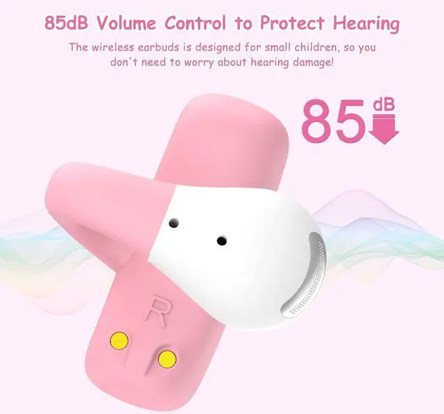 Alt view image 4 of 5 - BANIGIPA Kids True Wireless Earbuds, Bluetooth 5.4 Headphones w/Mic for Calling Studying Music, 5g Light Comfortable, Open Ear Earbuds w/85dB Healthy Volume Control Protect Hearing for School Travel