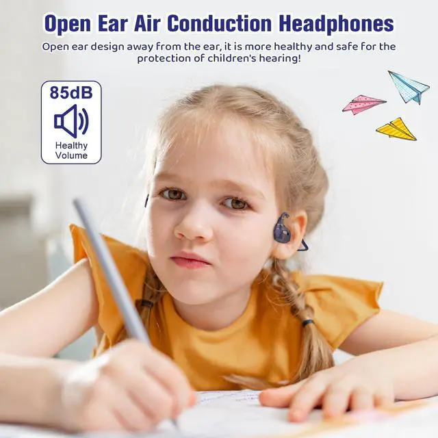 Alt view image 2 of 5 - BANIGIPA Kids True Wireless Earbuds, 5g Super Light Comfortable Open Ear Bluetooth 5.4 Headphones w/Mic to Protect Hearing for Studying Music Clear Calling, Touch Control Ear Buds w/Charging Case