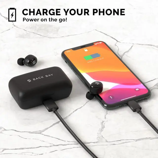 Alt view image 5 of 5 - Back Bay Audio Duet 50 Pro  Sweatproof Wireless Bluetooth Earbuds, 130 Hour Long Battery Life for iPhone, Android, Mini Charging Case, TWS Headphones with Microphone, Gift for Runners