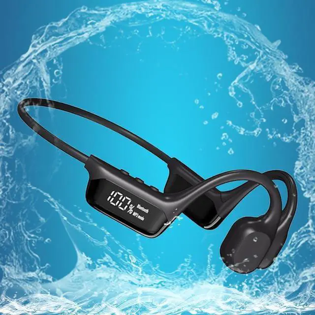 Main image of AYI True Bone Conduction Swimming Headphones with Bluetooth 5.4 & MP3 Player Mode 32GB Built-in Memory IPX8 Waterproof Screen Display Pain-Free Open-Ear Earphone for Sport and Work-Black
