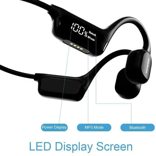 Alt view image 5 of 5 - AYI True Bone Conduction Swimming Headphones with Bluetooth 5.4 & MP3 Player Mode 32GB Built-in Memory IPX8 Waterproof Screen Display Pain-Free Open-Ear Earphone for Sport and Work-Black