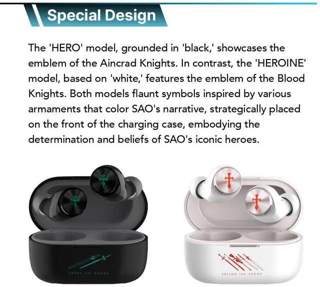 Alt view image 2 of 5 - AVIOT Sword Art Online Anime Wireless Earbuds TE-D01v-SOW (Heroine Model), Officially Licensed (Exclusive Edition), Special Package, Japanese Voice, Noise Canceling Bass Earbuds