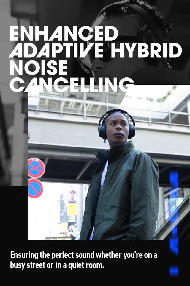 Alt view image 3 of 5 - AVIOT WA-V1 High-Resolution Wireless Headphones with Adaptive Hybrid Noise Cancelling | Up to 120 Hours Playback | Superior Sound Quality and Comfort | Foldable Design (Black)