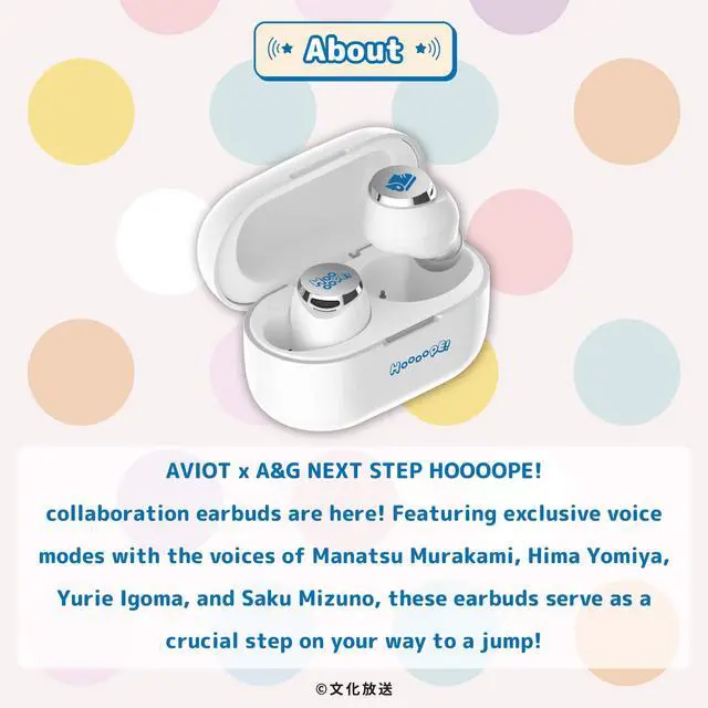 Alt view image 3 of 5 - AVIOT TE-V1R-HOP A&G Next Step HOOOOPE! Collaboration Wireless Earbuds, Special Package, Design, English & Japanese Special Voice, Adaptive Noise Cancelling, Wireless Charging Case, Bluetooth 5.3