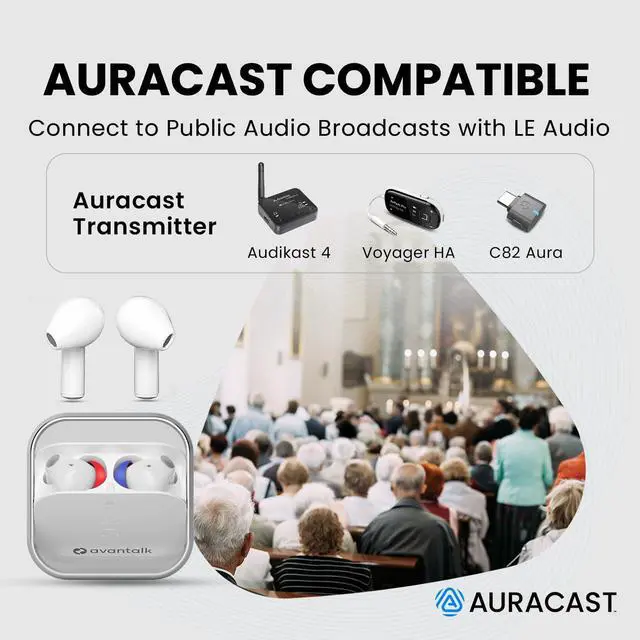 Alt view image 3 of 5 - Avantalk Infinity  2 Pairs Bluetooth Earbuds with Auracast & LE Audio, Qualcomm aptX Adaptive, Active Noise Canceling + Semi-Open Wireless Headphones, with App Control, 48H Battery Life