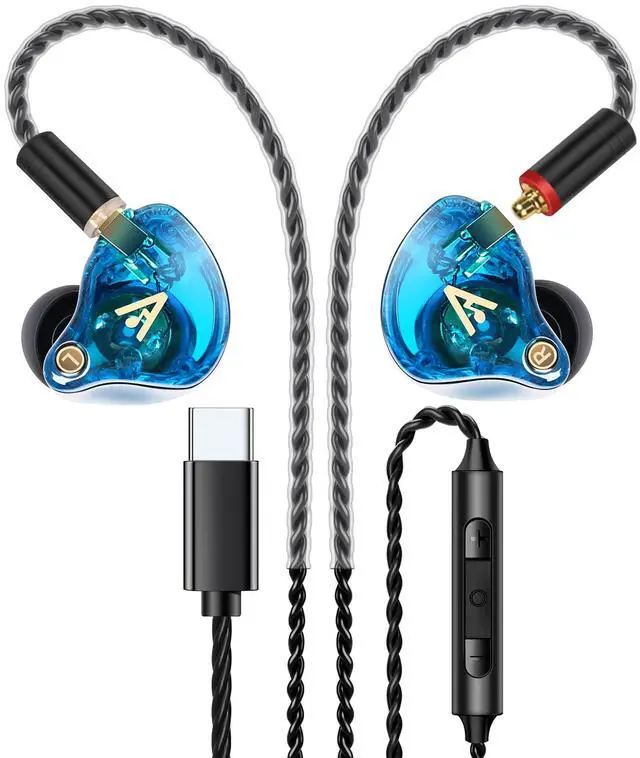 Main image of Vibes 202MC USB-C Wired Earbuds - HiFi in Ear Monitor Headphones - Noise Isolating Ear Buds w/ Mic - Clear Sound, Deep Bass & Comfort-Fit Earphones - MMCX to USBC, Silver Plated Cord, Carrying Case