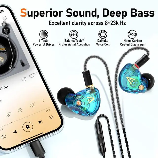 Alt view image 2 of 4 - Vibes 202MC USB-C Wired Earbuds - HiFi in Ear Monitor Headphones - Noise Isolating Ear Buds w/ Mic - Clear Sound, Deep Bass & Comfort-Fit Earphones - MMCX to USBC, Silver Plated Cord, Carrying Case