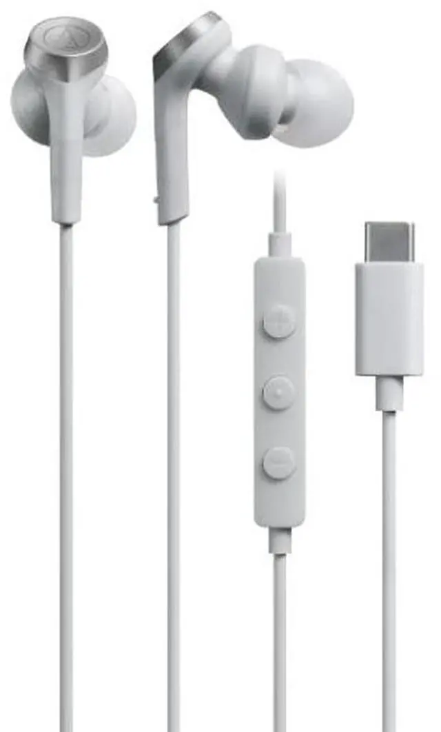 Alt view image 2 of 5 - Audio-Technica ATH-CKS330C WH Earphones, Wired 4.9 ft (1.2 m), with Microphone, USB, Type-C Deep Bass, in-Ear Type, PC, Windows, Mac, Android, White