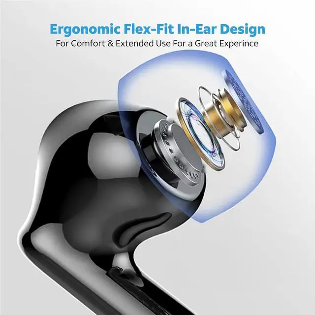 Alt view image 3 of 5 - AT&T Essentials Audio Bundle: Bluetooth Transmitter/Receiver with LED Display & True Wireless Earbuds, 19.5Hr Battery (Black/Black)