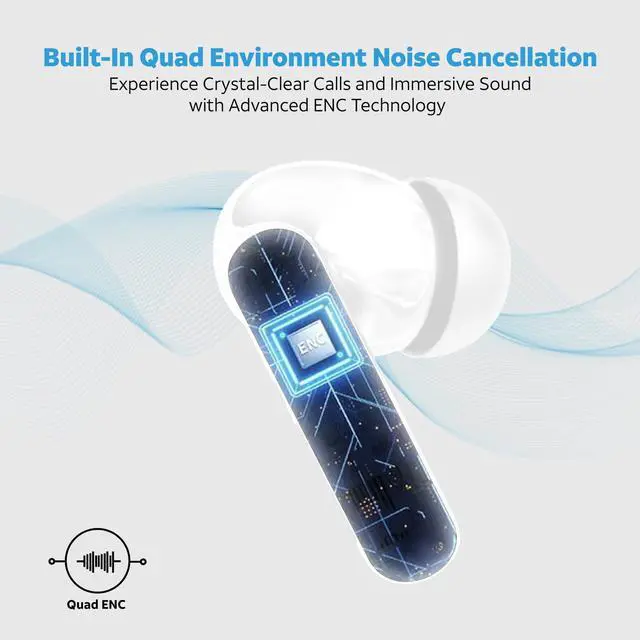 Alt view image 4 of 5 - AT&T Essentials Audio Bundle: Bluetooth Transmitter/Receiver with LED Display & True Wireless Earbuds, 19.5Hr Battery (Black/White)