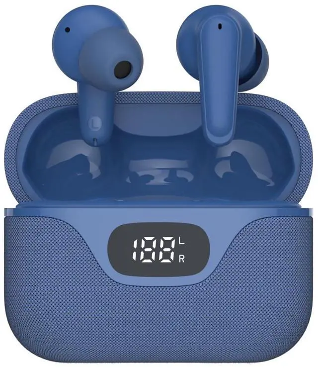 Alt view image 2 of 5 - AT&T Essentials Audio Bundle: Bluetooth Transmitter/Receiver with LED Display & True Wireless Earbuds, 19.5Hr Battery (Black/Blue)